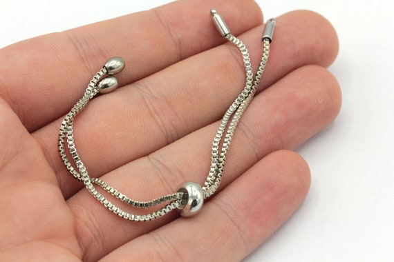 Rhodium Plated Sliding Adjustable Bracelet Chain, Chain Bracelet, Half Finished Bracelet, Bracelet Making, Rhodium Plated Findings, GD1134