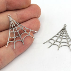 31x33mm Stainless Steel Spider Web Charm, Halloween Pendant, Spider Web Charm, Earring Pendants, Earring Findings, Steel Findings, BM476