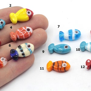 12x23mm Hand Made Murano Glass Fish Beads, Murano Fish Charm, Murano Animal Beads, Tiny Murano Charms, Murano Glass Findings, MRN06