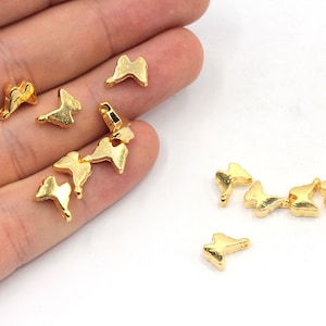 8 x 9 mm 24k Brilhante Ouro Banhado Mini Berloque Borboleta, Pequeno Berloque Borboleta, Berloques Animais, Contas Borboleta, Achados Banhados a Ouro, GLD1172