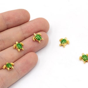 10 mm 24 k glänzend vergoldet Schildkröte Perlen, Gold Schildkröte Perlen, Emaille Schildkröte Perlen, Schildkröte Armband, Armband-Verbinder, vergoldete Zubehoer