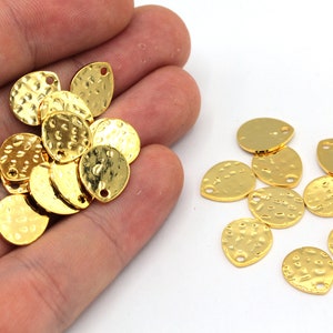 10x12mm 24k Shiny Gold Drop Charm, Tear Drop Pendat, Hammered Drop Charm, Earring Pendant, Earring Finding, Gold Plated Findings, BM454