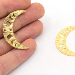 9x36mm Gold Textured Moon Charm, Crescent Charm, Moon Phase Charm, Earring Pendants, Earring Findings, Gold Plated Findings, BM062
