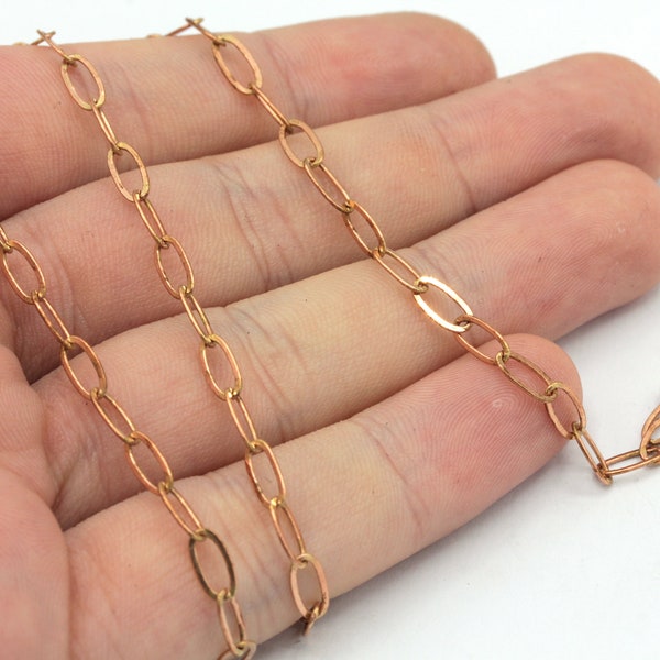 4x7mm Copper Paperclip Link Chain, Paperclip Chain, Cable Chain, Soldered Chain, Rectangular Chain, Dainty Chain, Brass Plated Chain, HC094