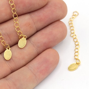 4 Pcs 24k Shiny Gold Plated Drop Extender Chain, Extender Chain, Necklace Extender, Extender Set for Chain, Gold Plated Findings, MJ280