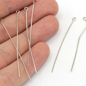 100 peças 23 Ga 50 mm Alfinete de olho banhado a prata, Alfinete de olho banhado a prata, Alfinetes de olho, Alfinetes de olho banhados a prata, Fabricação de joias, Achados banhados a prata