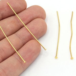100 Stück 23 Ga 50 mm Messing Flachkopfstift, Gold Ton Flachkopfstift, Kopfstifte, Kopfstifte, Schmuckherstellung, Messingzubehör