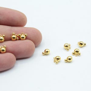 8mm 24k Shiny Gold Minimalist Mickey Mouse Charm, Minnie Mouse Charm, Mouse Charm, Cute Animal Charm, Bracelet Charm, Gold Plated Findings