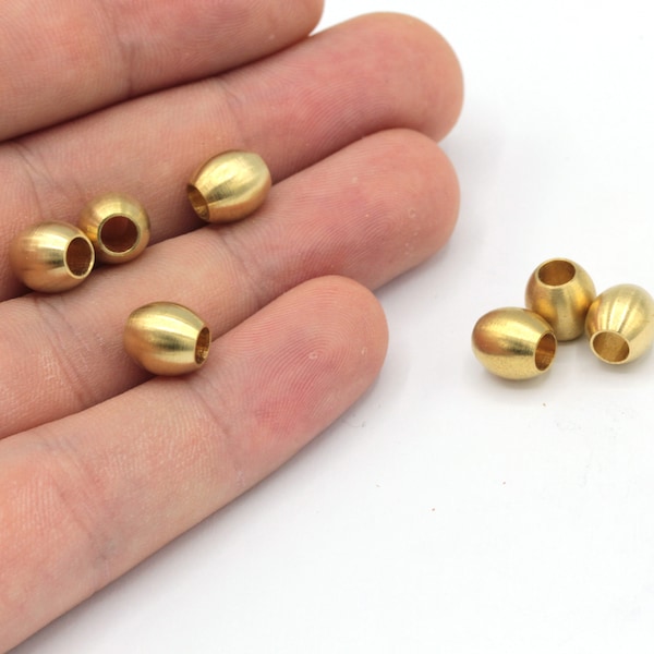 8mm Raw Brass Oval Beads, Oval Spacer Beads, Geometric Beads, Solid Brass Beads, Bracelet Connector, Brass Beads, Brass Findings, RB551