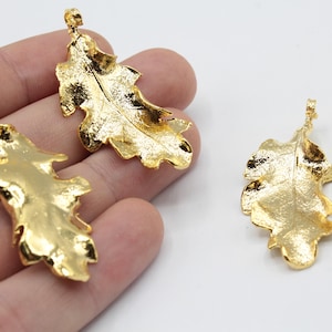 23x48mm 24k Shiny Gold Plated Leaf Charm, Leaves Pendant, Leaf Charm, Flower Charm, Gold Leaf Charm, Gold Plated Findings, GD1083