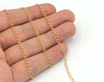 3x4mm 24k Shiny Gold Plated Extender Chain, Gold Oval Link Chain, Soldered Chain, Necklace Extender Chain, Gold Plated Chain, TM462