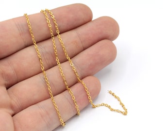 2mm 24k Shiny Gold Plated Tiny Cable Chain, Flat Rolo Chain, Gold Box Chain, Gold Satellite Chain, Soldered Chain, Gold Plated Chain, CN011