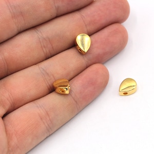 7x10mm 24k Shiny Gold Plated Drop Beads, Teardrop Beads, Drop Spacer Beads, Drop Bracelet Charm, Gold Beads, Gold Plated Findings, GD775