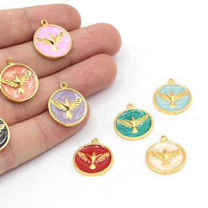 Gold enamel shop pendants