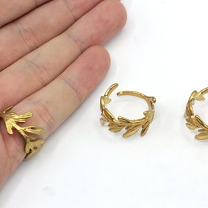 Raw Brass Adjustable Leaf Ring, Brass Leaf Ring, Leaves Ring,  Brass Ring, Brass Adjustable Rings, Brass Findings, ARA080