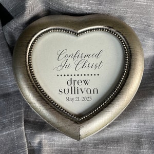 Confirmation Heart Antiqued Silver Music Box - Amazing Grace