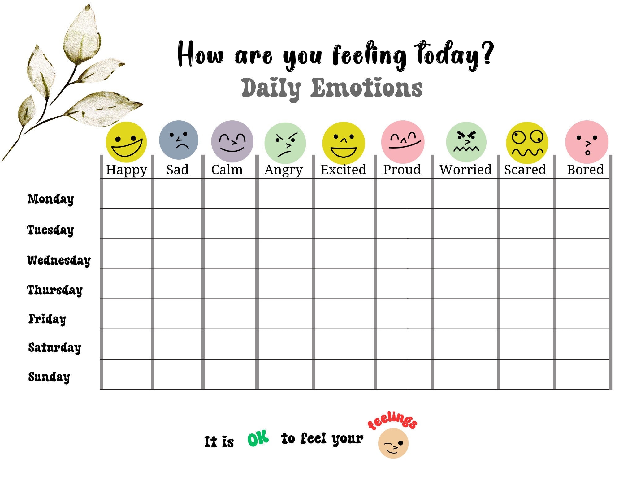 Kid Emotions Feelings Calendar Printables in PDF and PNG Form Etsy Kid Emotions Feelings Calendar Printables in PDF and PNG Form Etsy