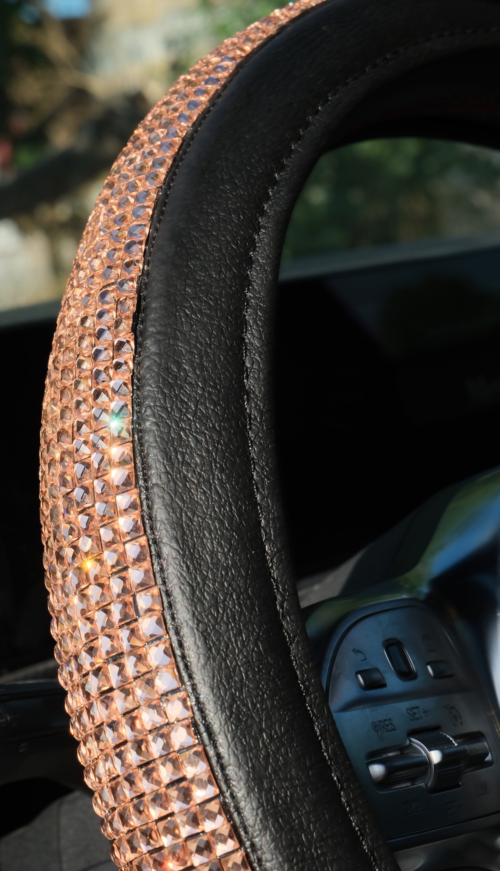 Valleycomfy Coprivolante In Pelle Con Strass Neri – Universale 37-38 Cm – Antiscivolo E Lussuoso – Regalo Per Donna - 6