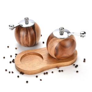 Salt and Pepper Grinder Natural Wood Housewarming Gift image 1