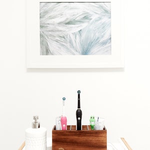 Large Natural Wood electric toothbrush holder