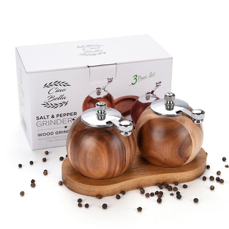 Salt and Pepper Grinder Natural Wood Housewarming Gift image 3