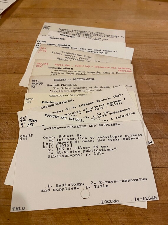 Set of 10 Various Card Catalog Library Cards Vintage Arts - Etsy