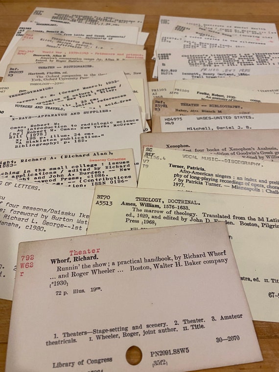 Set of 25 Various Card Catalog Library Cards Vintage Arts - Etsy
