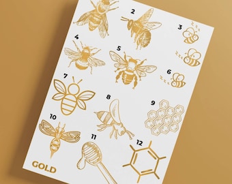 Foil Waterslide Decal - Bees - Insect Collection - Physical Product