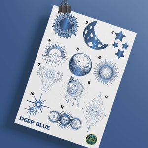 Foil Waterslide Decal - Suns & Moons 1 - Astrology Collection
