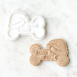 Dog Bone Cookie Cutter & Stamp Set: Christmas Santa Dog Treat