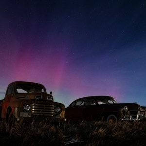 Northern Lights Wall Art - Old Classic Cars