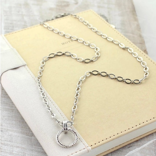 30 inch Silver Chain with 2-inch Extension Pin/Pendant Holder