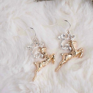 Gold and Silver Reindeer Earrings