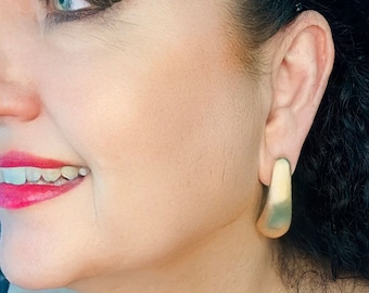 Brushed Gold Drop Earrings