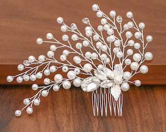 Silber Perle Perlen Hochzeit Haarkämme, Braut Kopfschmuck, Haarschmuck für Frauen, Zubehör Haarschmuck Schmuck, Braut Schmuck