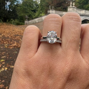 925 Sterling Silver Engagement Ring Set 3CT Oval Cut Solitaire