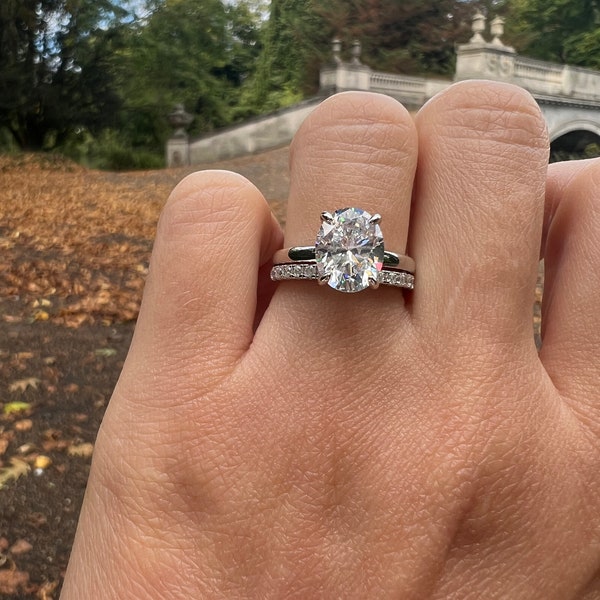 Ensemble de bagues de fiançailles en argent sterling 925, bague de promesse de mariage en argent sterling avec zircons cubiques CZ solitaires 3 carats, alliance en argent sterling