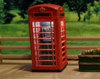 Two K6 Telephone Boxes with Warm White LED's OO Gauge 1:76 Scale Model Scenery Unassembled Kit