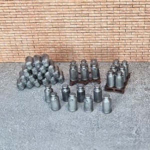 Milk Churns Full Set OO Gauge 1:76 Scale Model Scenery Railway/Diecast
