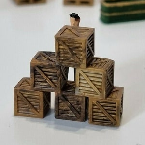 Set of Six Wooden Boxes OO Gauge 1:76 Scale Model Scenery Railway/Diecast