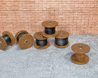 Bobine de tambour à câble de six OO Gauge 1:76 Modèle de scène Chemin de fer / Diecast