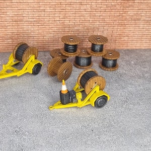 Utility Trailer with Cable Spools OO Gauge 1:76 Scale Model Railway/Diecast