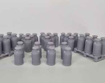 thumbnail image 2 of OO Gauge 1:76 Scale Model Railway Scenery – Milk Churns Full Set (Unpainted Resin) 2 of 6
