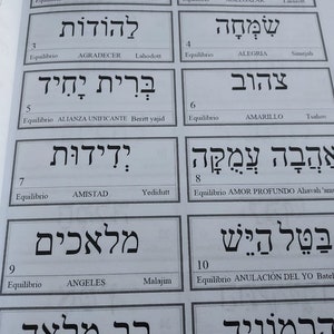 May include: A page from a book with a list of Hebrew words and their English translations. The words are written in Hebrew script and the translations are in English. The words are related to the concept of balance and harmony.