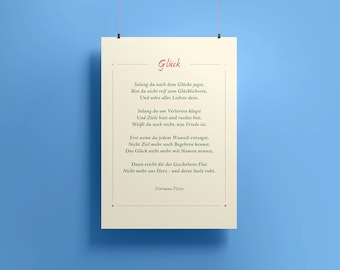 Hermann Hesse Poetry Poster: Glück German Poem Art Print