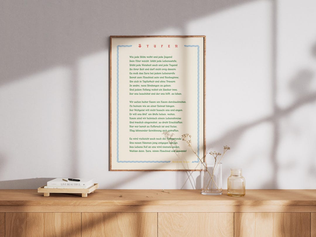 Hermann Hesse Stufen Text Pdf Poetry Poster « Stufen » by Hermann Hesse, Edition II, Digital Download