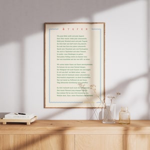 Poesie Poster « Stufen » von Hermann Hesse, edition II, Budget und Fine Art Print A4, A3, A2 – Wunderschönes Poster für neue Anfänge