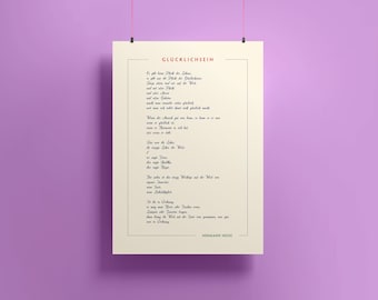 Hermann Hesse Glücklichsein Poem Print: Fine Art Paper