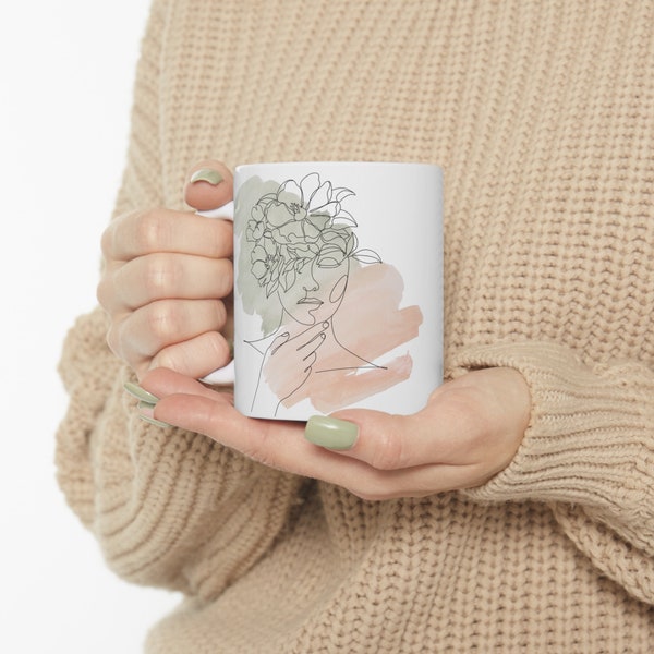 Earthy Line Art Ceramic Mug 11oz