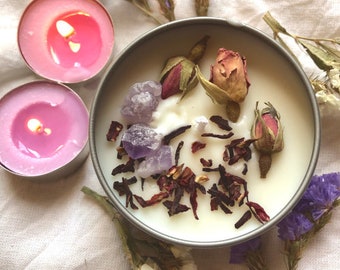 Faerie Candle | Fae candle | witch candle | soy candle | handmade candle | magick candle | rose candle | amethyst candle | home candle